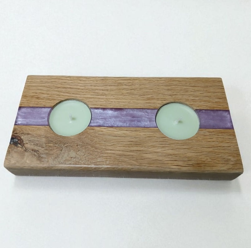 Oak Resin tea light holder