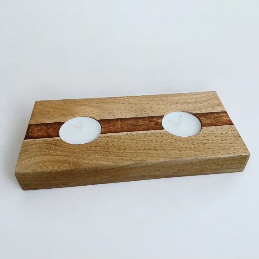 Oak Resin tea light holder