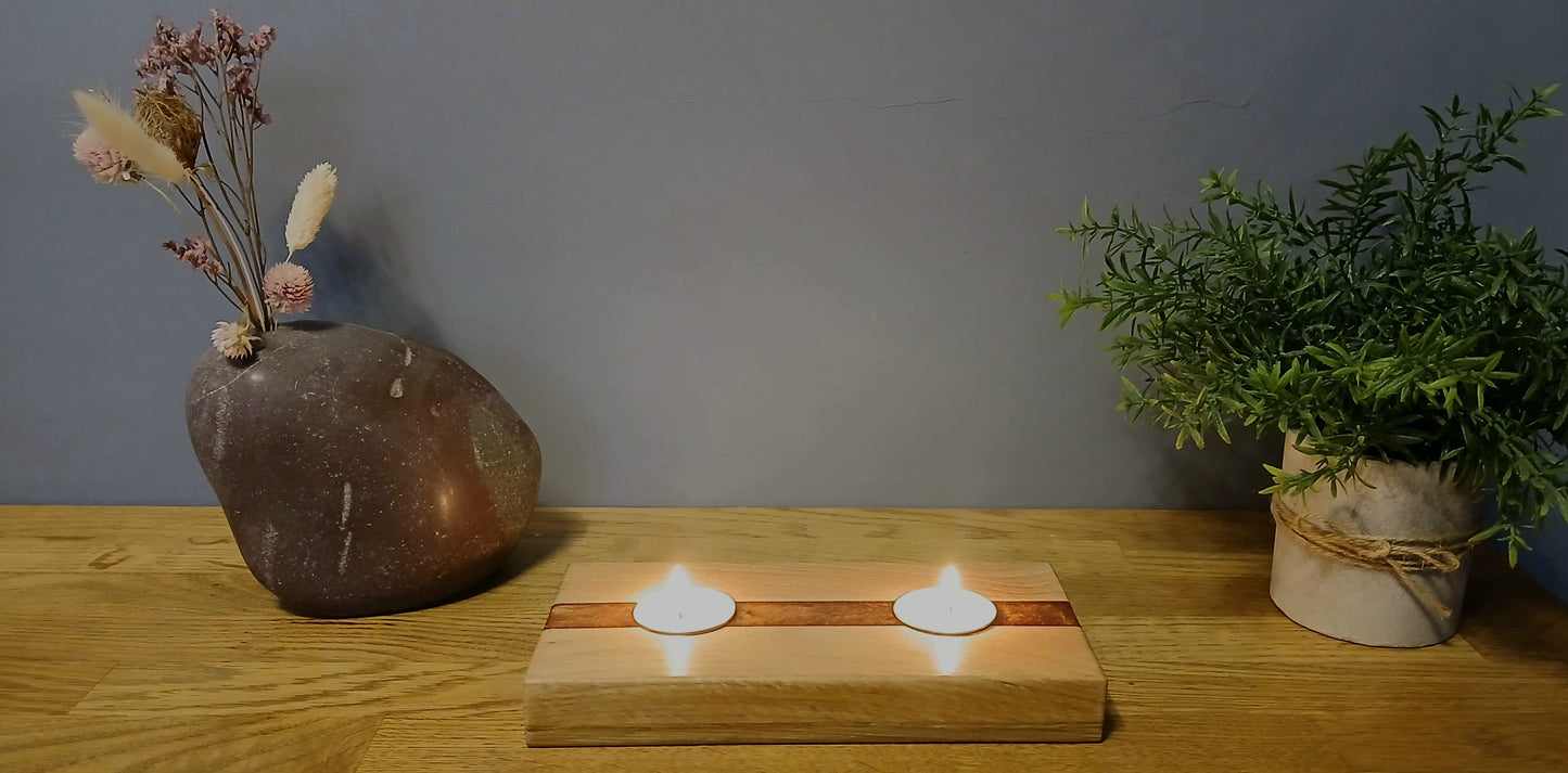 Oak Resin tea light holder