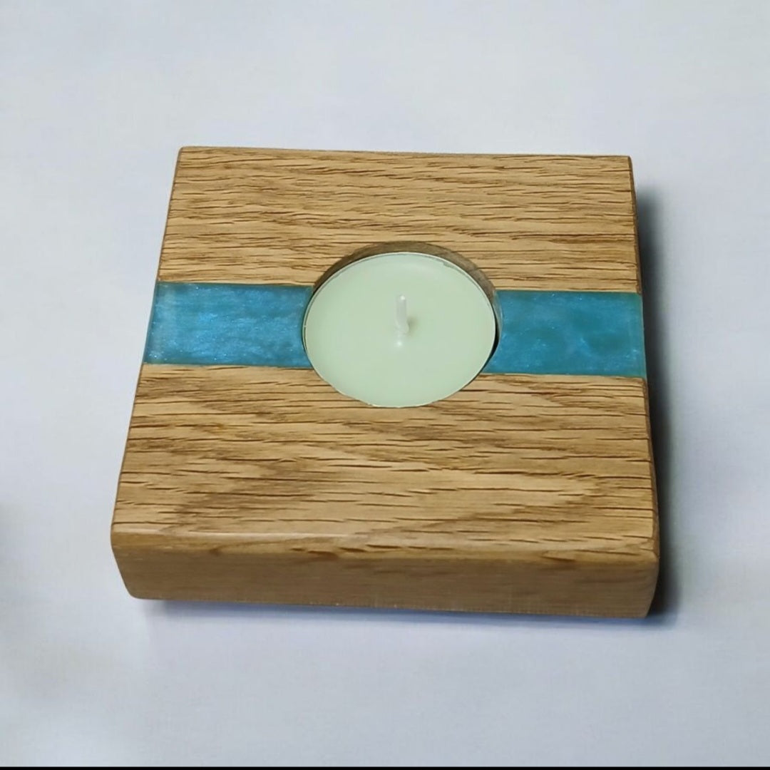 Oak Resin Tea Light Holder