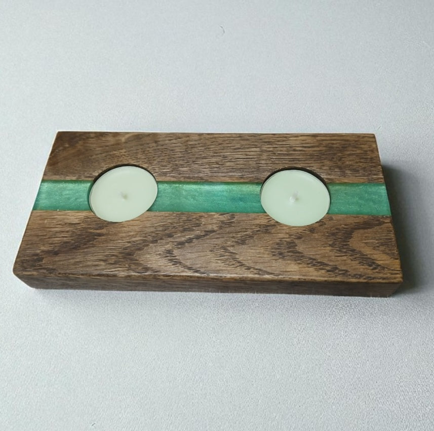 Oak Resin Tea Light Holder