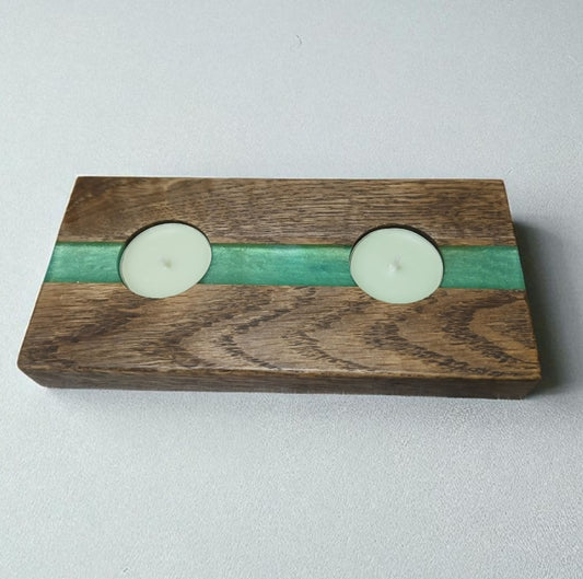 Oak Resin Tea Light Holder