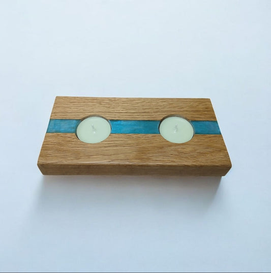 Oak Resin Tea Light Holder